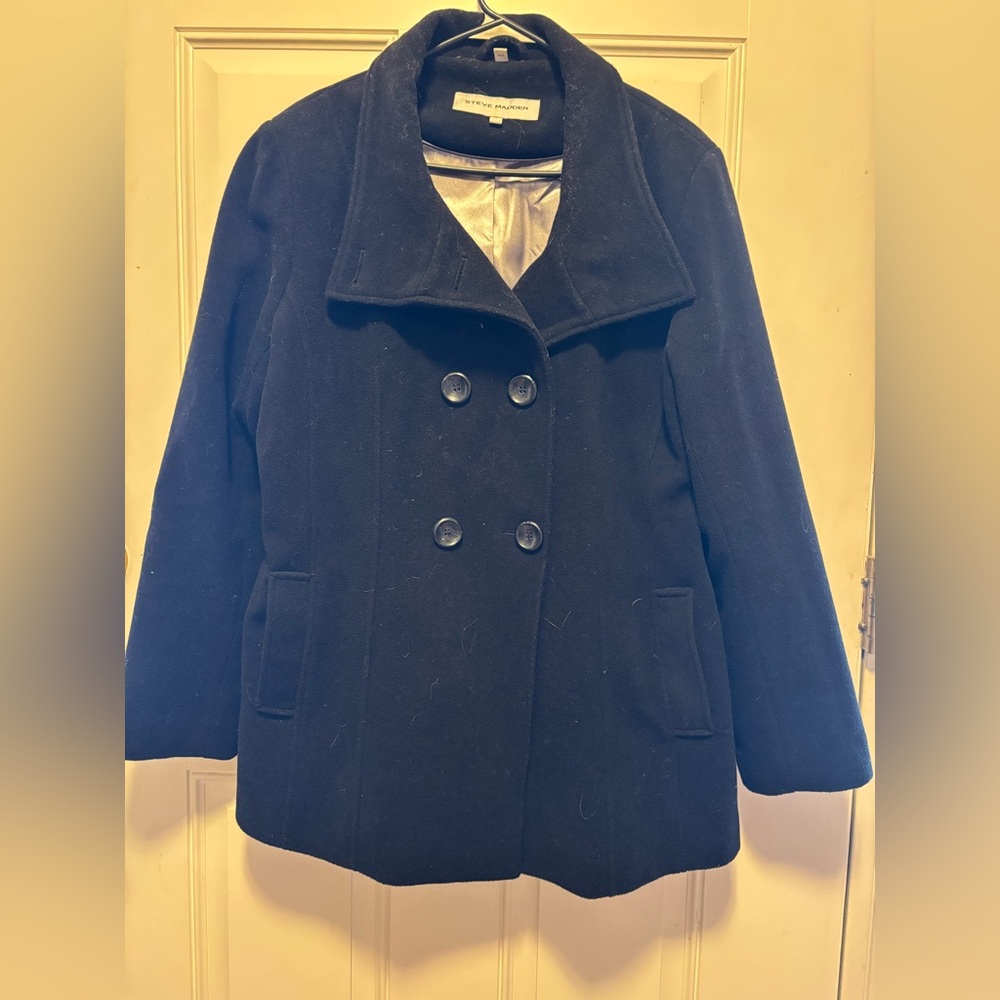 Steve Madden Black Peacoat Double-Breasted Style